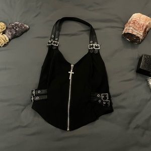 Killstar Buckle Detail Halter Vest